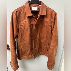 Billy Reid  Washed Cullen Jacket Saddle Brown Cow Leather - Large
